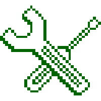 Pixel art of a wrench and a screwdriver